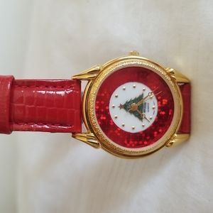 Vintage Nelsonic Genuine Leather Christmas Tree Watch